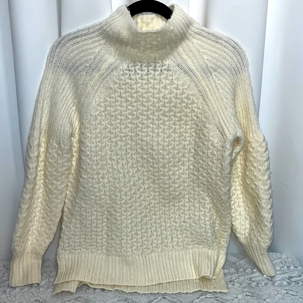 Anthropologie Cream Sweater XS Mock Neck